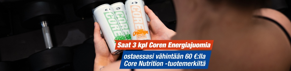 Saat 3 kpl Coren Energiajuomia ostaessasi v�hint��n 60 �:lla Core Nutrition -tuotemerkilt�mme